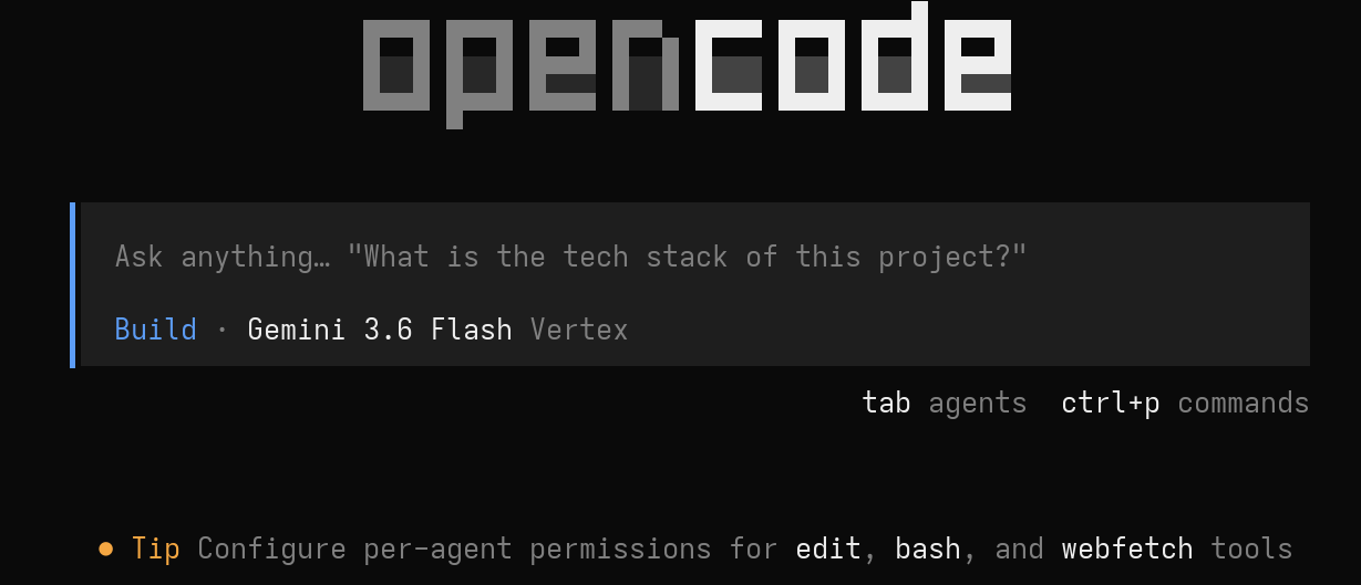 OpenCode Terminal Interface with Vertex AI